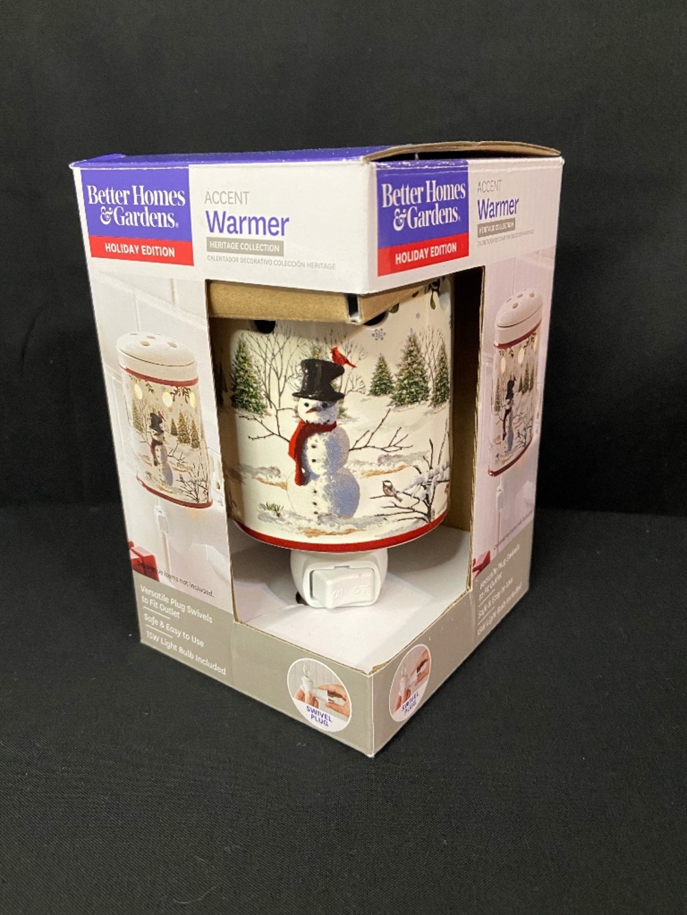 Better Homes & Gardens Wax Warmer Holiday Winter Forest Snowman Swivel Wall Plug